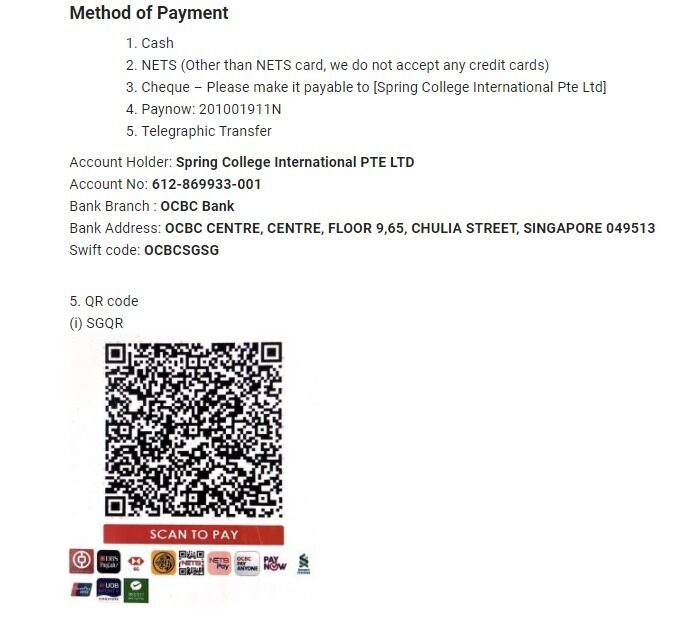 SCI payment method