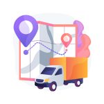 Delivery point abstract concept vector illustration. Delivery point validation, courier driver app, shipping company, post office, tracking application, pick up parcel abstract metaphor.