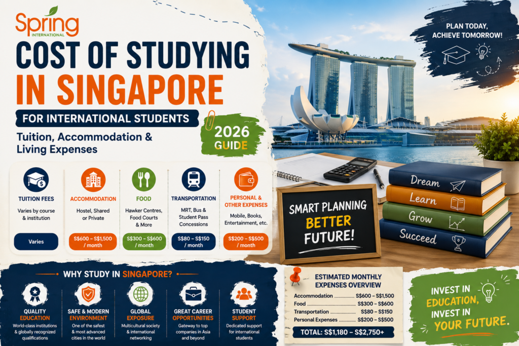 Cost of Studying in Singapore for International Students (2026): Tuition Fees, Accommodation & Living Expenses